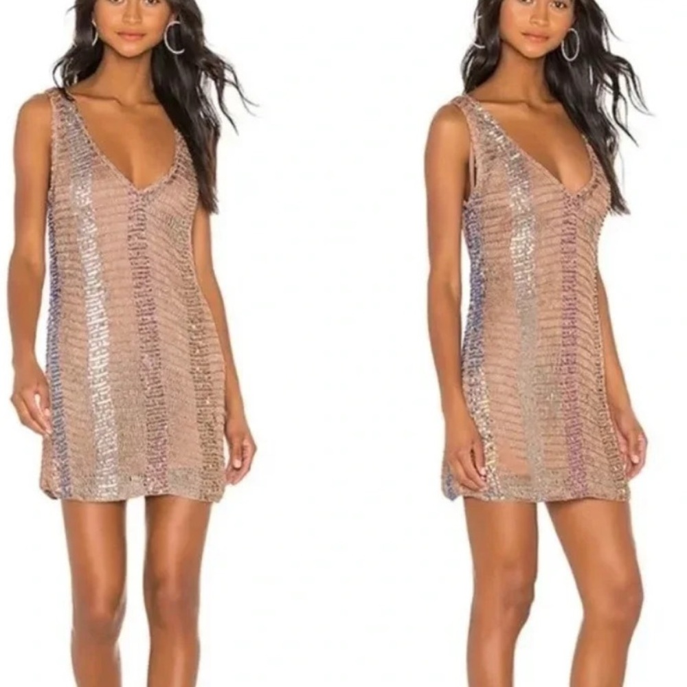 New NBD Mosaic mini dress in nude